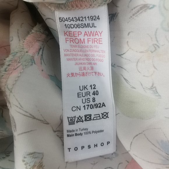 Topshop Willow Floral Print Angel Sleeve Midi Dress Retro Style Size 12 - Picture 8 of 10